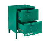 Bedside Table - Metal - Emerald Green - Double Drawers