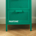 Bedside Table - Metal - Emerald Green - Double Drawers