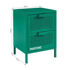 Bedside Table - Metal - Emerald Green - Double Drawers