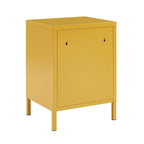 Table De Chevet - Métal - Jaune Moutarde - Double Tiroirs