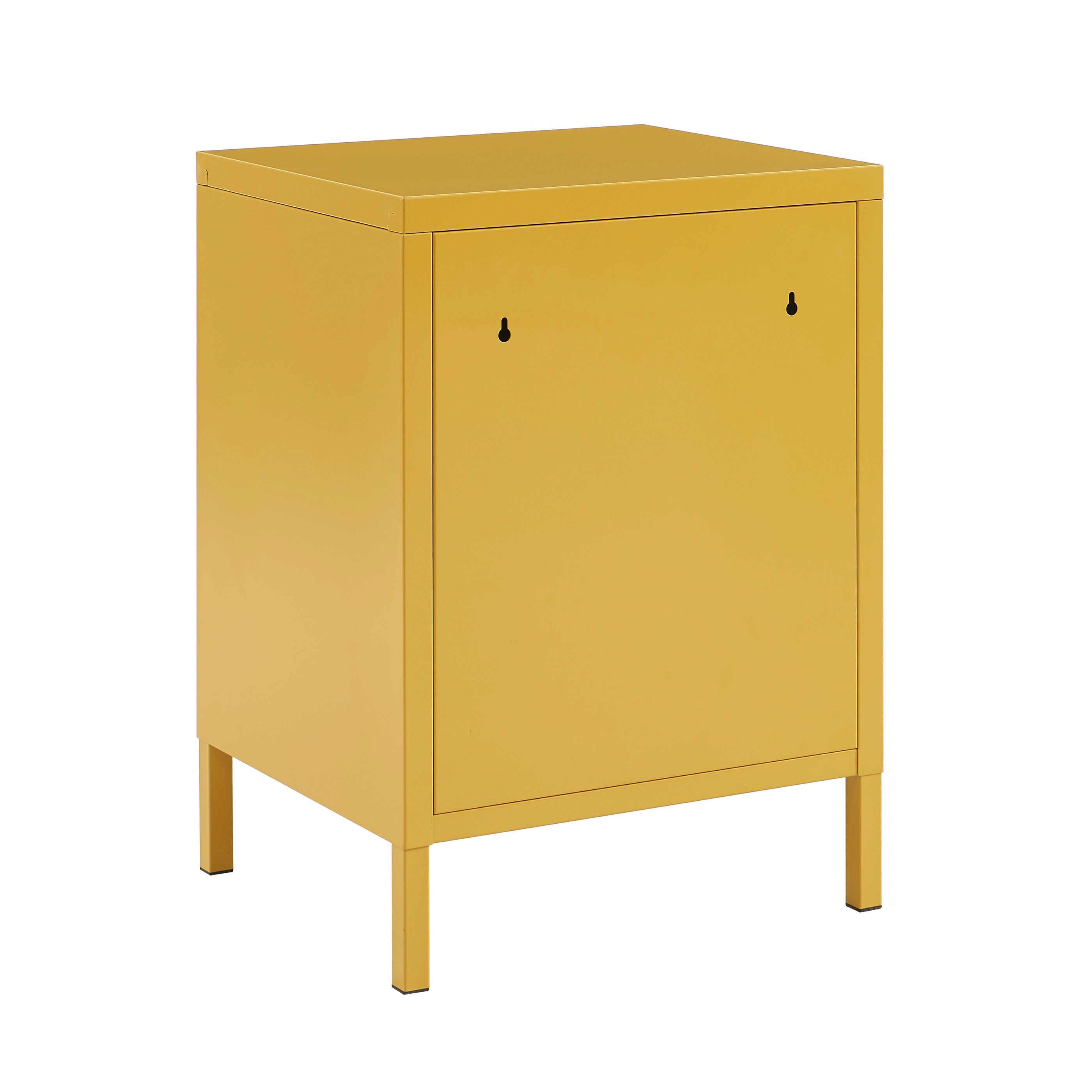 Table De Chevet - Métal - Jaune Moutarde - Double Tiroirs