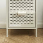 Table De Chevet - Métal - Beige Sable - Double Tiroirs