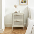 Table De Chevet - Métal - Beige Sable - Double Tiroirs