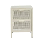 Table De Chevet - Métal - Beige Sable - Double Tiroirs