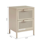 Table De Chevet - Métal - Taupe - Double Tiroirs