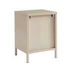 Table De Chevet - Métal - Taupe - Double Tiroirs