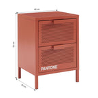 Table De Chevet - Métal - Terracotta - Double Tiroirs