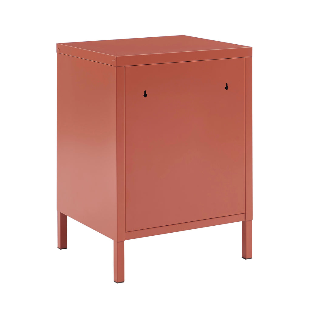 Table De Chevet - Métal - Terracotta - Double Tiroirs