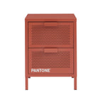 Table De Chevet - Métal - Terracotta - Double Tiroirs