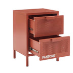 Table De Chevet - Métal - Terracotta - Double Tiroirs