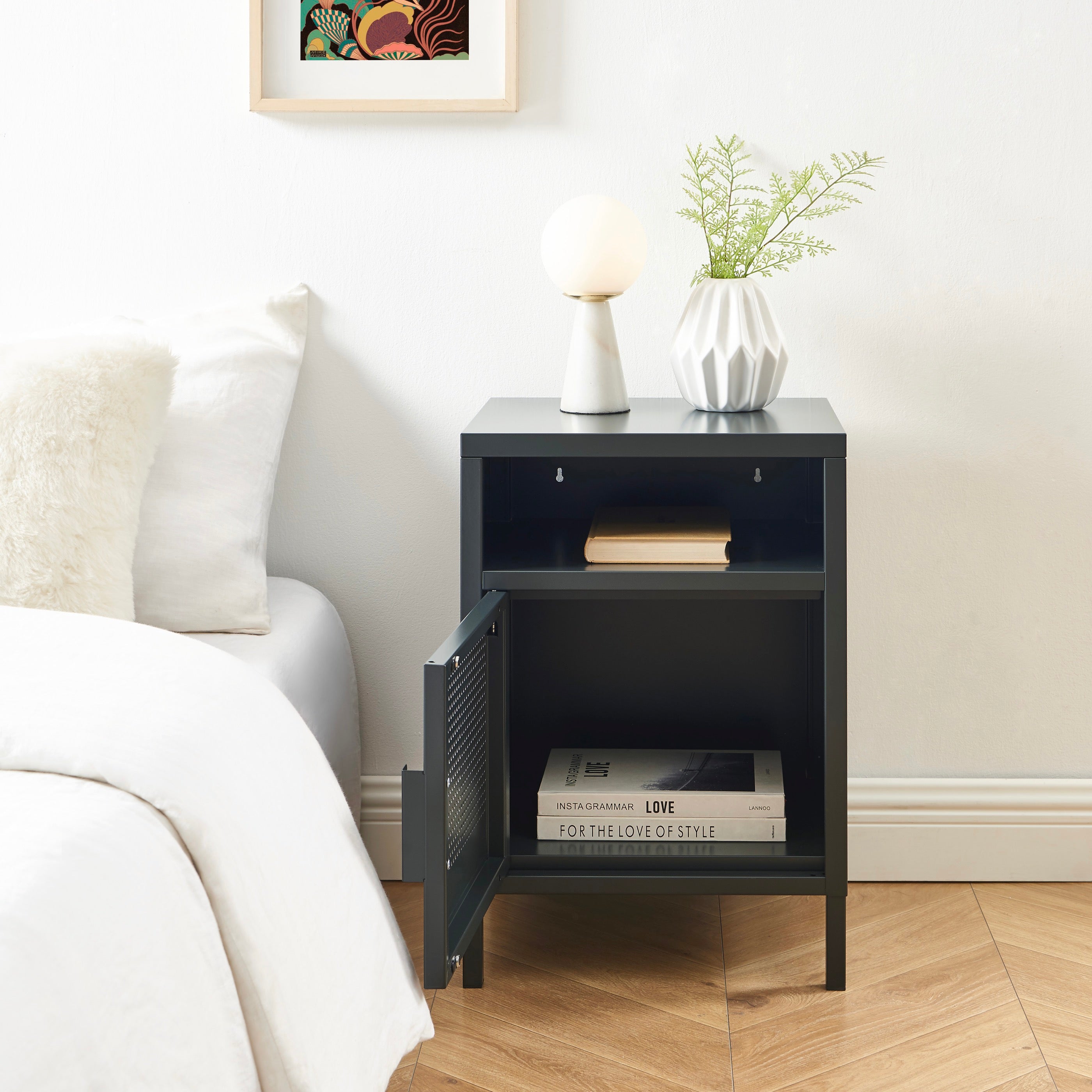 Table De Chevet - Métal - Gris Anthracite