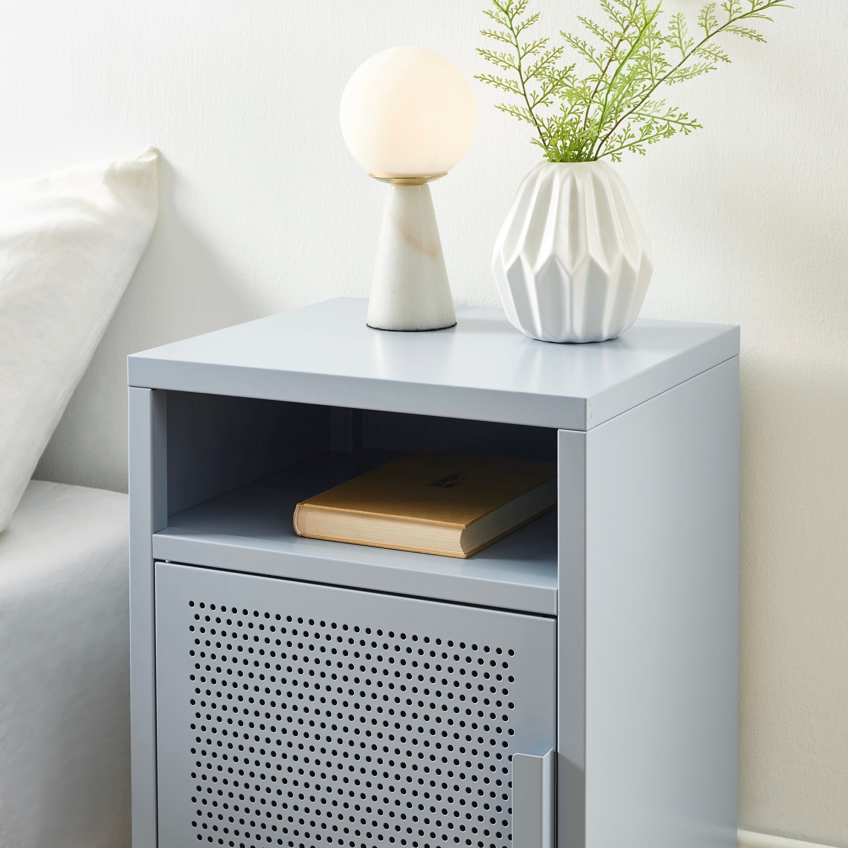 Table De Chevet - Métal - Gris Bleu