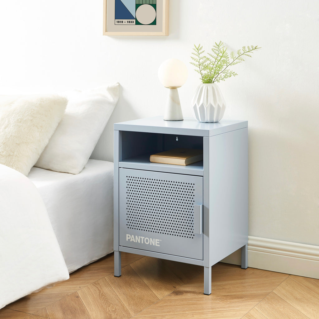 Table De Chevet - Métal - Gris Bleu
