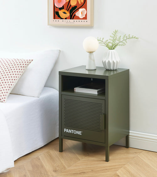 Table De Chevet - Métal - Vert Olive Foncé