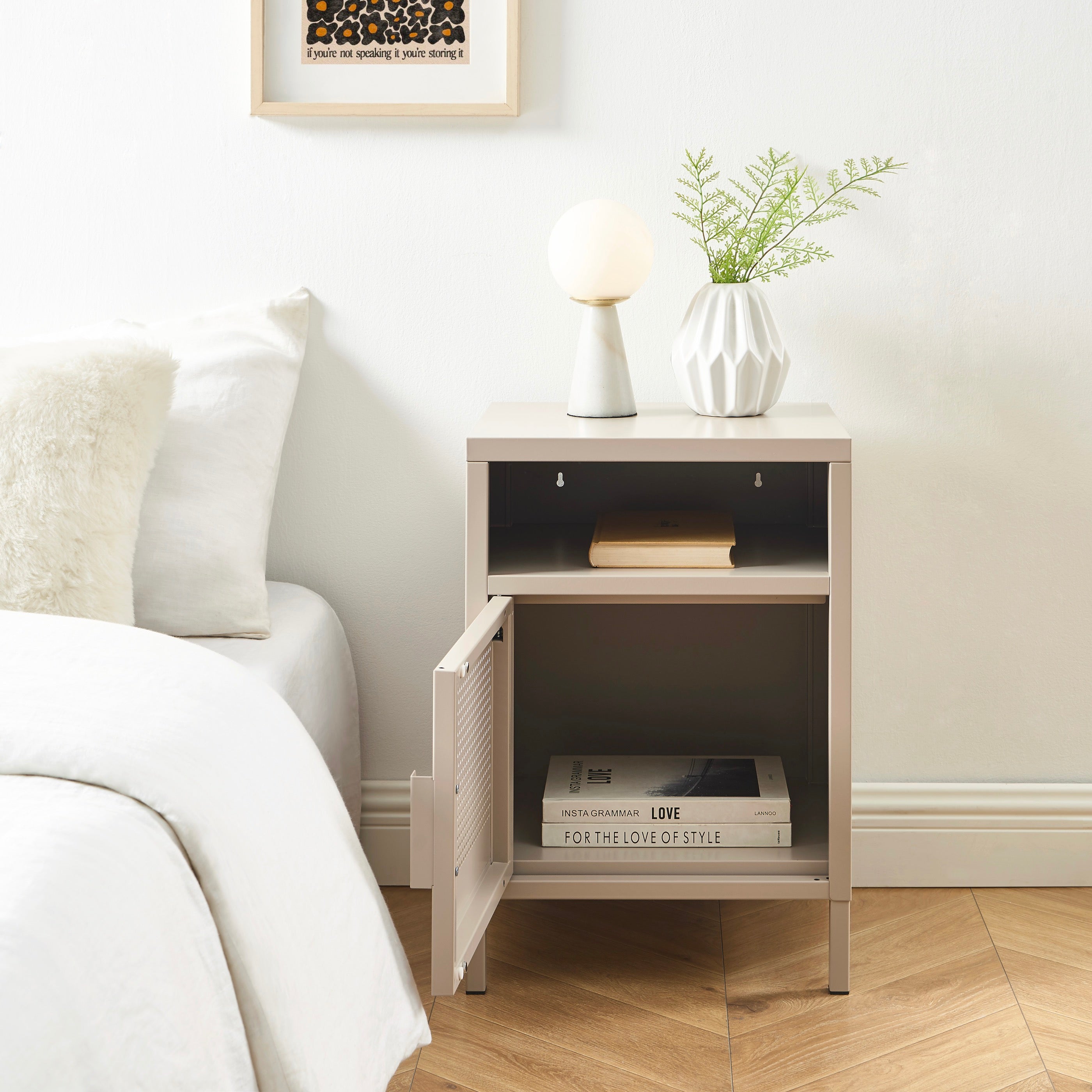 Table De Chevet - Métal - Taupe