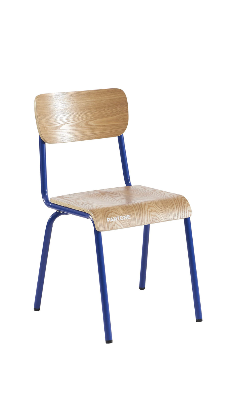 Lot De 2 Chaises - Bleu Électrique Placage Frêne - Pieds Métal