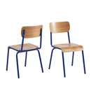 Lot De 2 Chaises - Bleu Électrique Placage Frêne - Pieds Métal