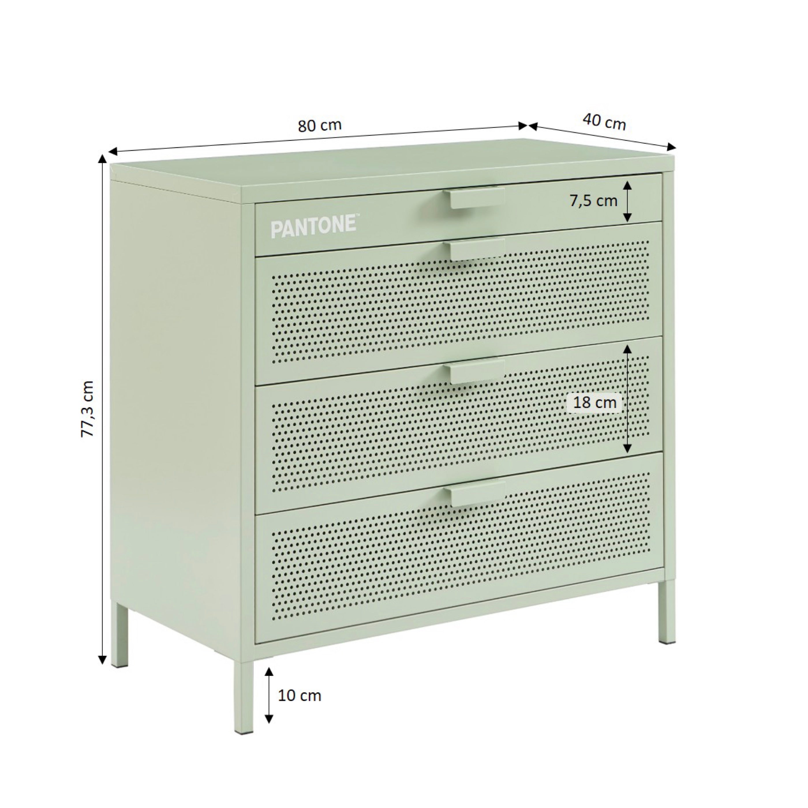 Chest of drawers - Metal - Almond Green - 4 Drawers