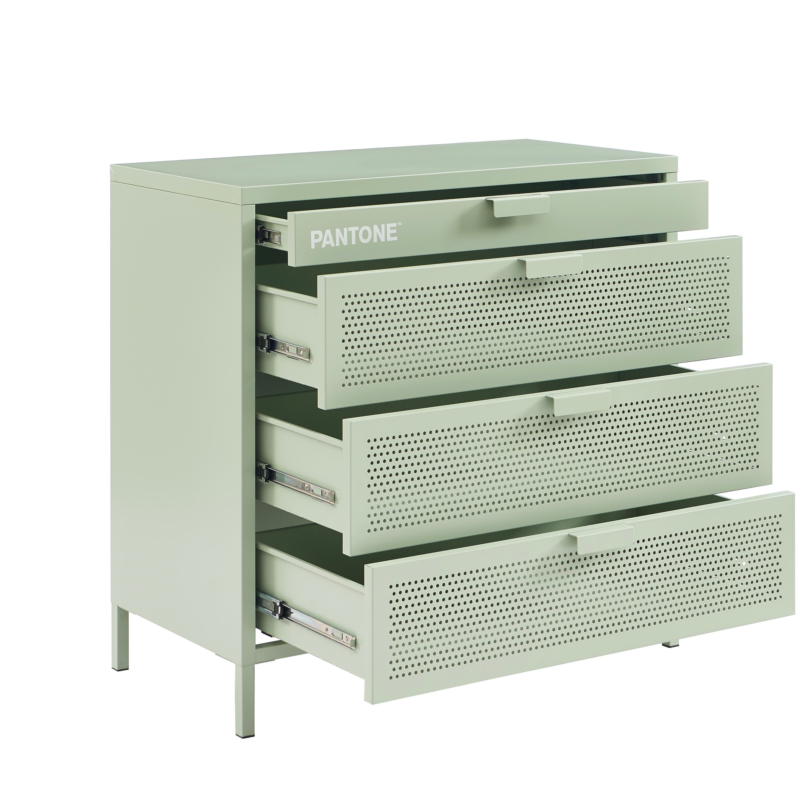 Chest of drawers - Metal - Almond Green - 4 Drawers