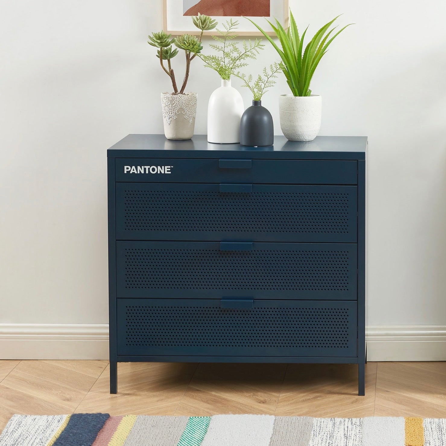 Chest of drawers - Metal - Midnight Blue - 4 Drawers