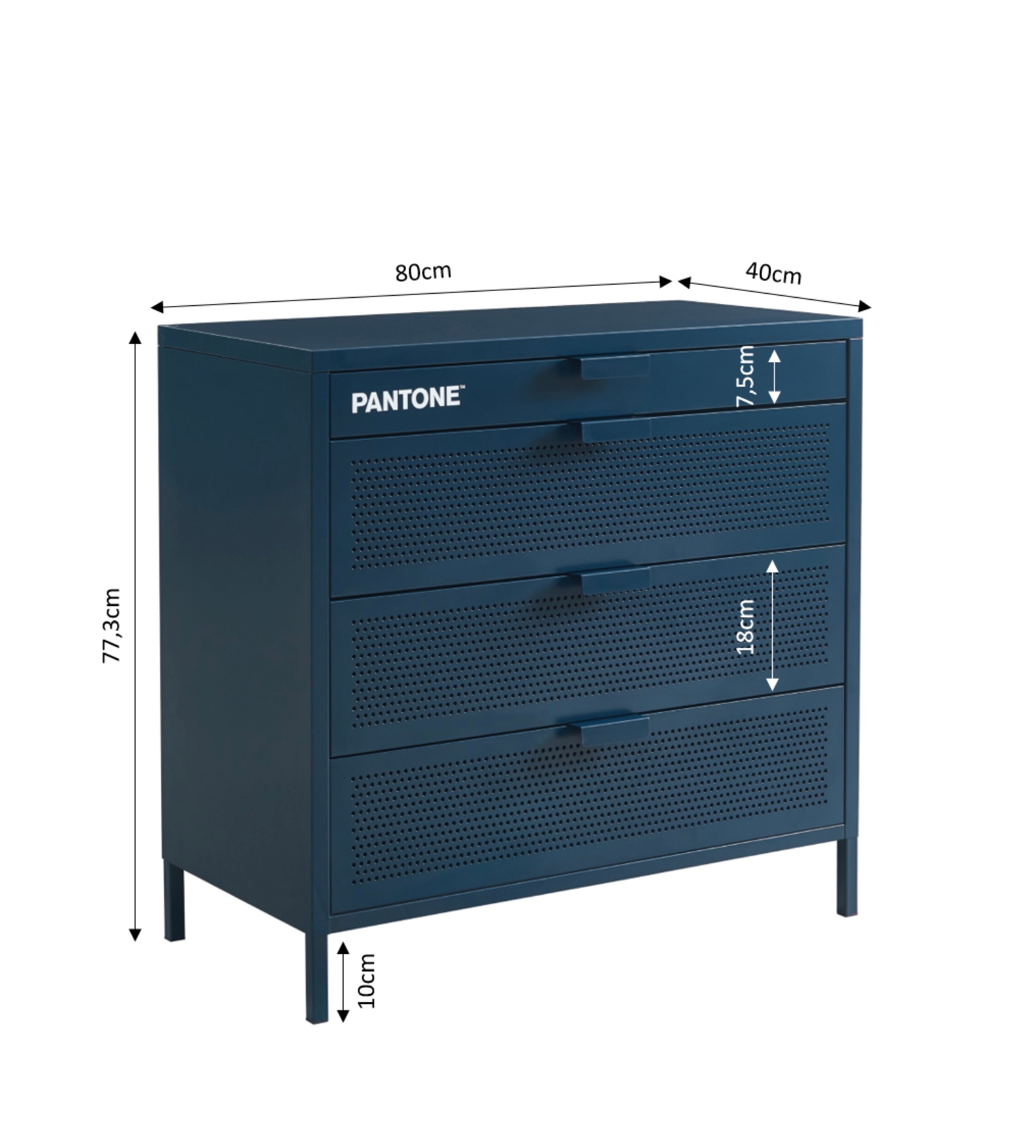 Chest of drawers - Metal - Midnight Blue - 4 Drawers
