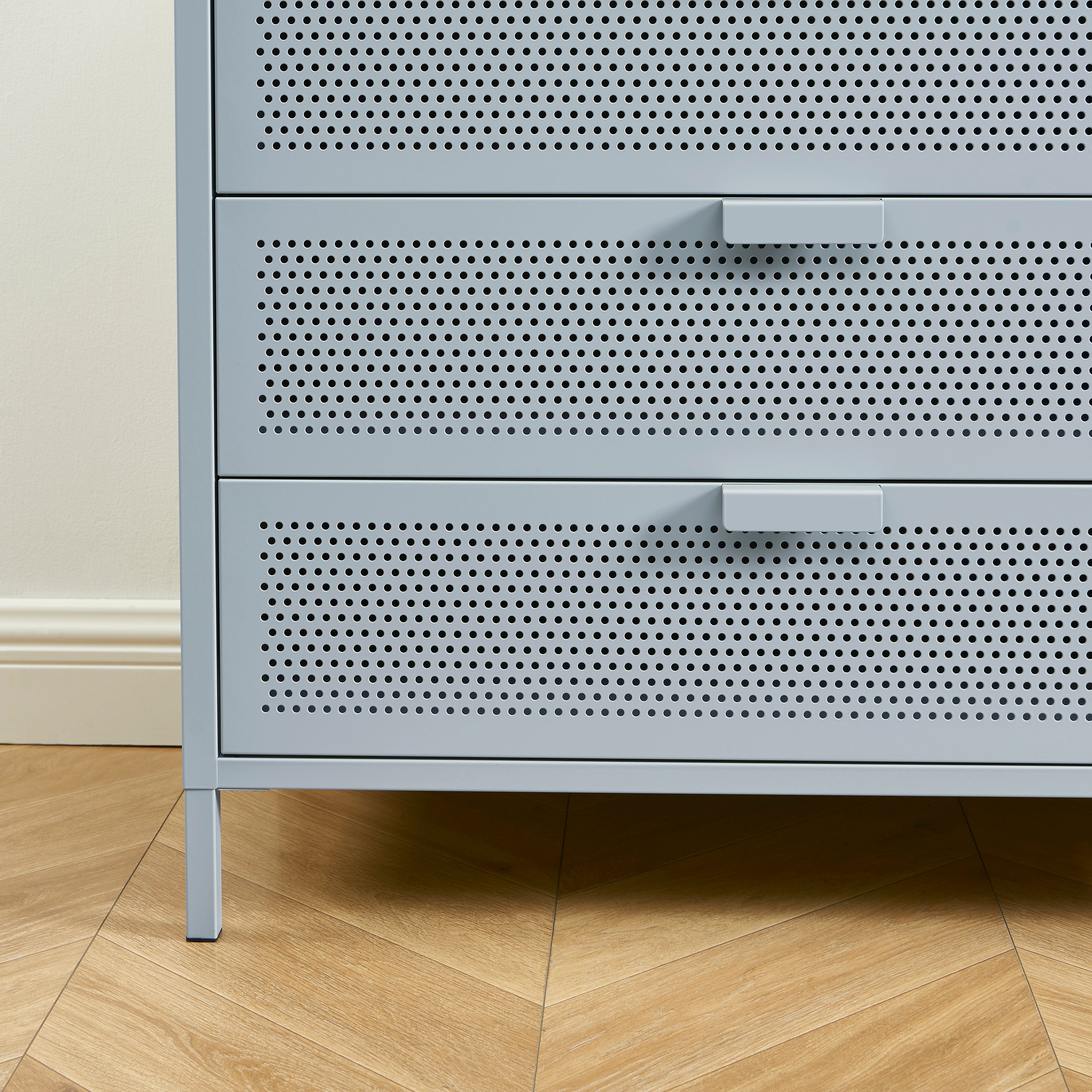 Chest of Drawers - Metal - Blue Grey - 4 Drawers