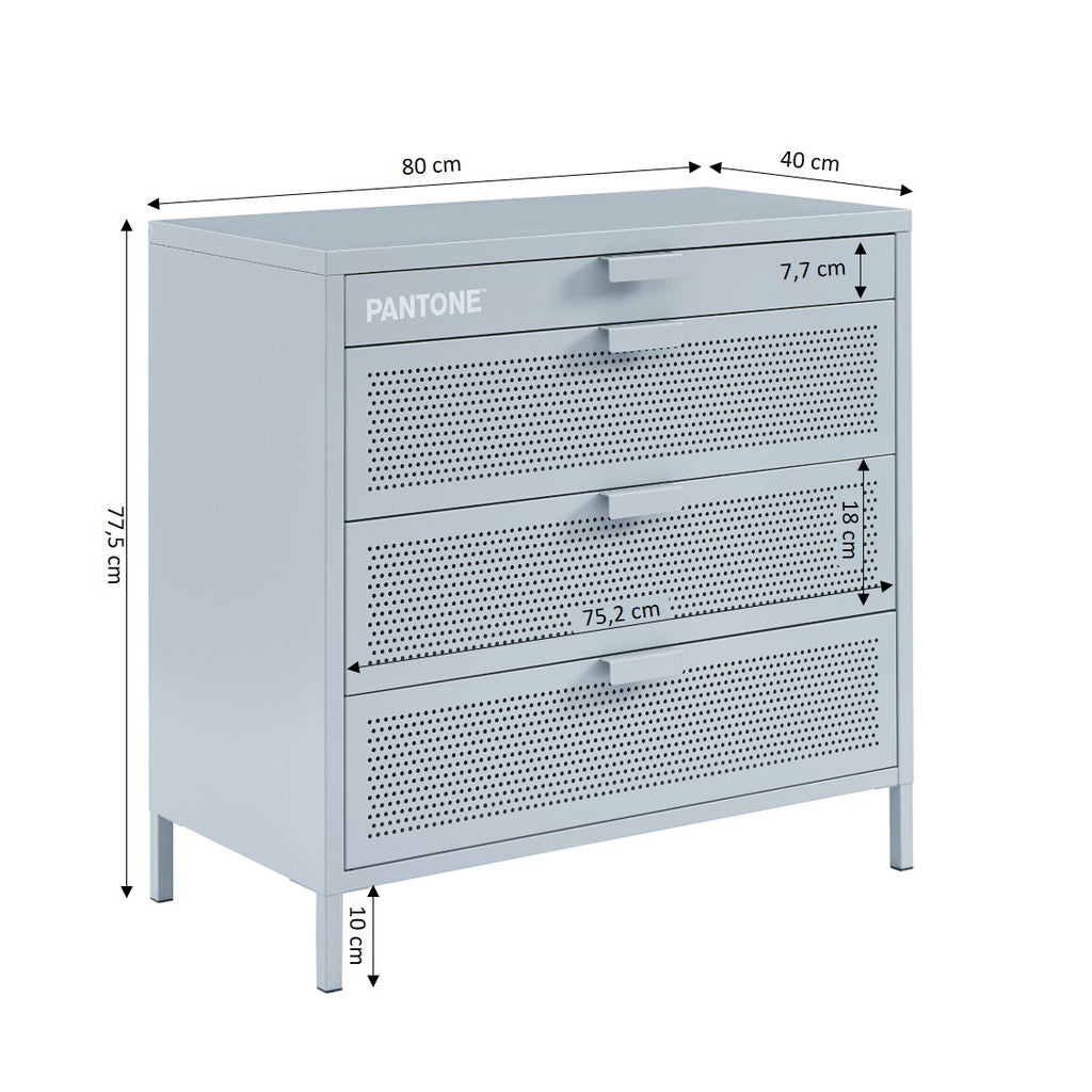 Chest of Drawers - Metal - Blue Grey - 4 Drawers