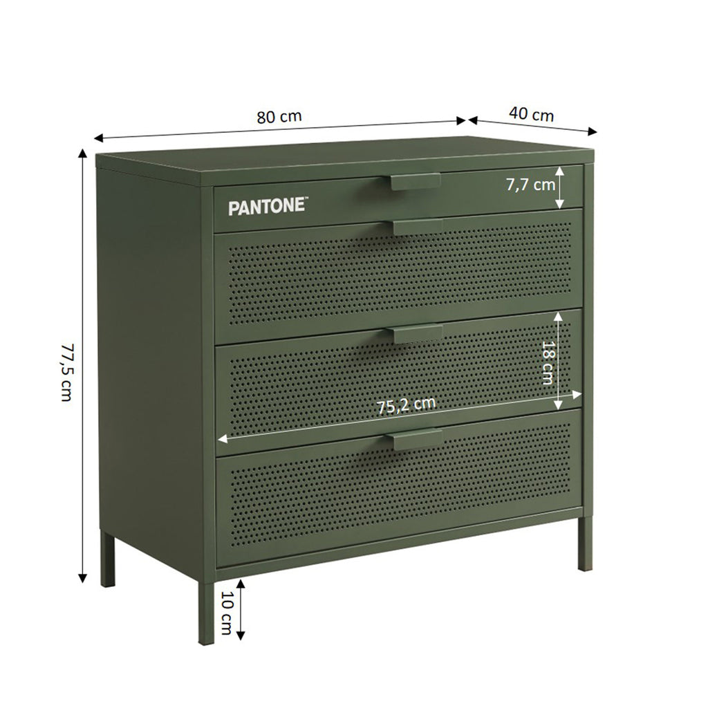 Cómoda - Metal - Verde oliva - 4 cajones