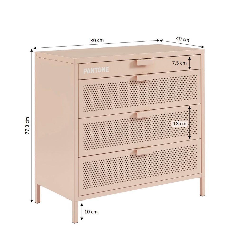 Commode - Métal - Rose Blush - 4 Tiroirs