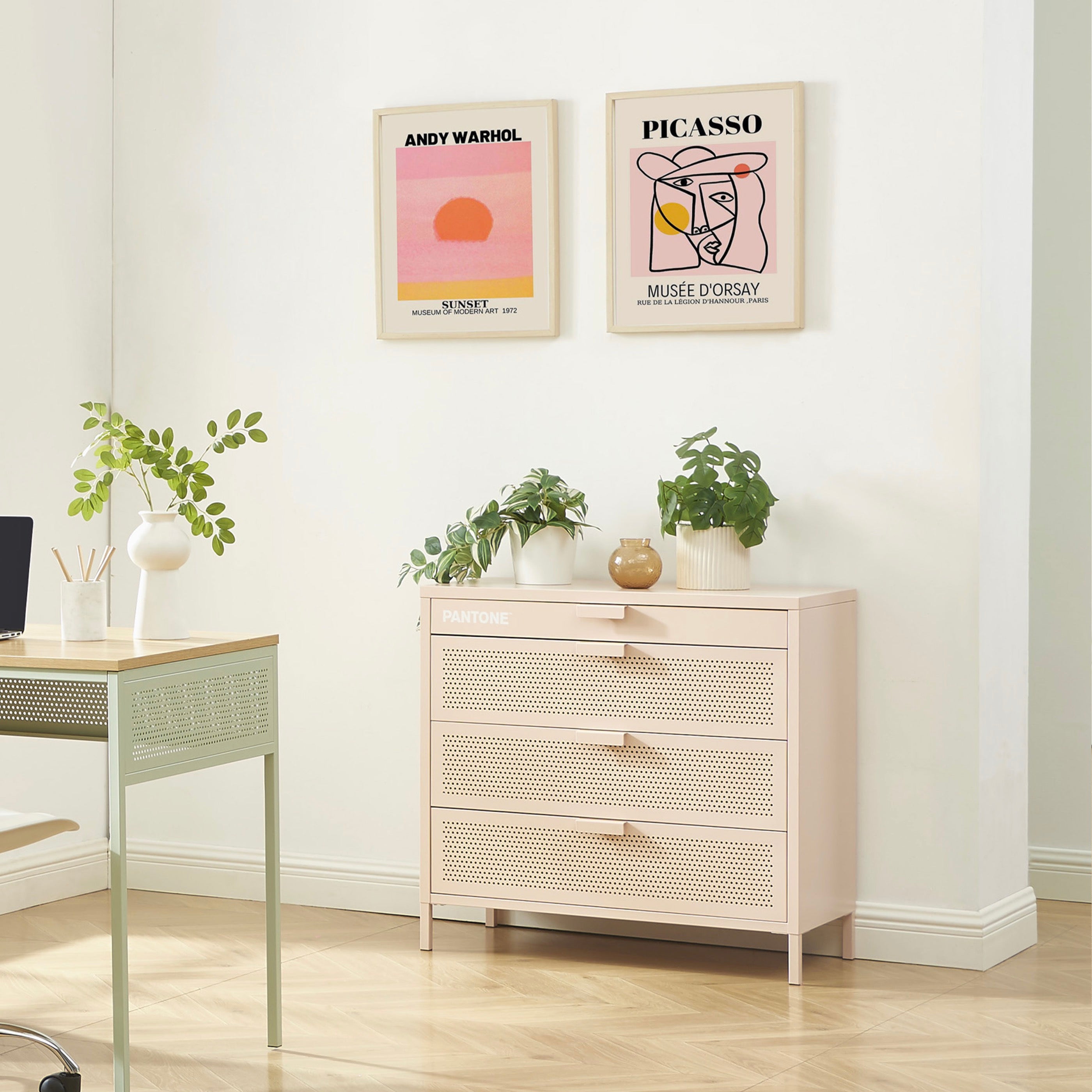 Commode - Métal - Rose Blush - 4 Tiroirs