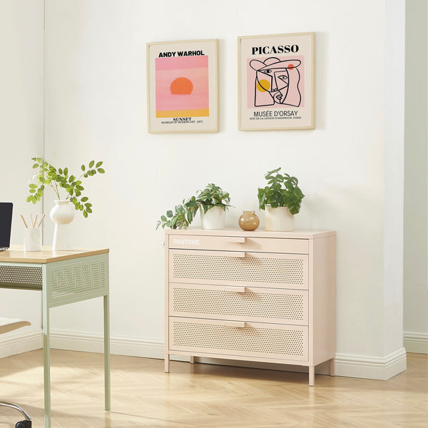 Commode - Métal - Rose Blush - 4 Tiroirs