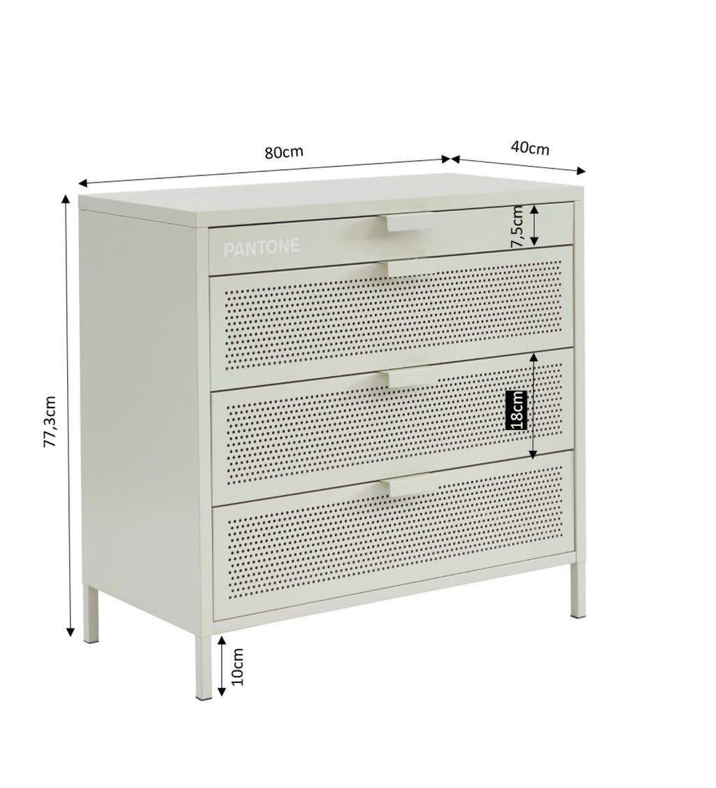 Commode - Métal - Beige Sable - 4 Tiroirs