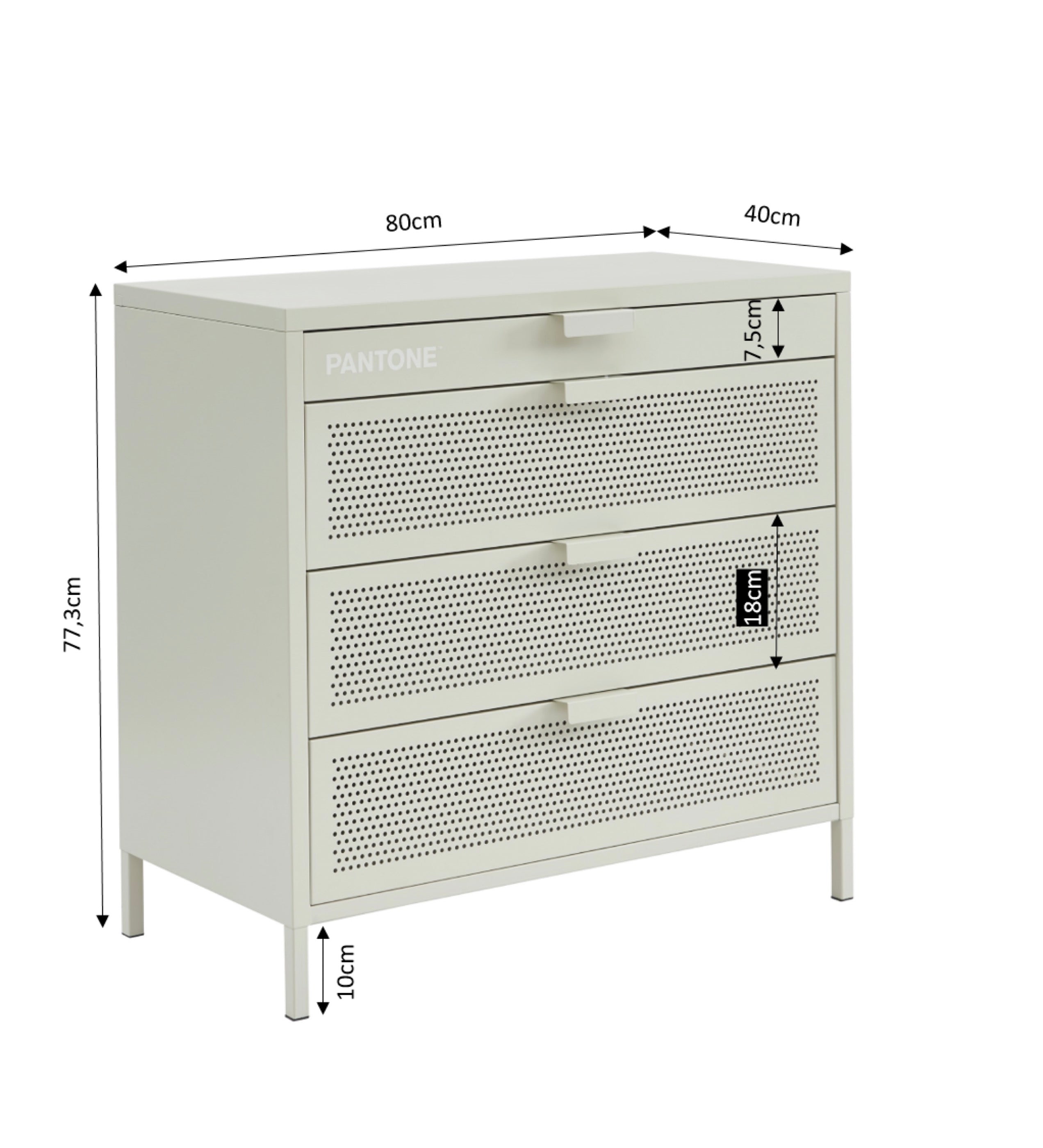 Commode - Métal - Beige Sable - 4 Tiroirs