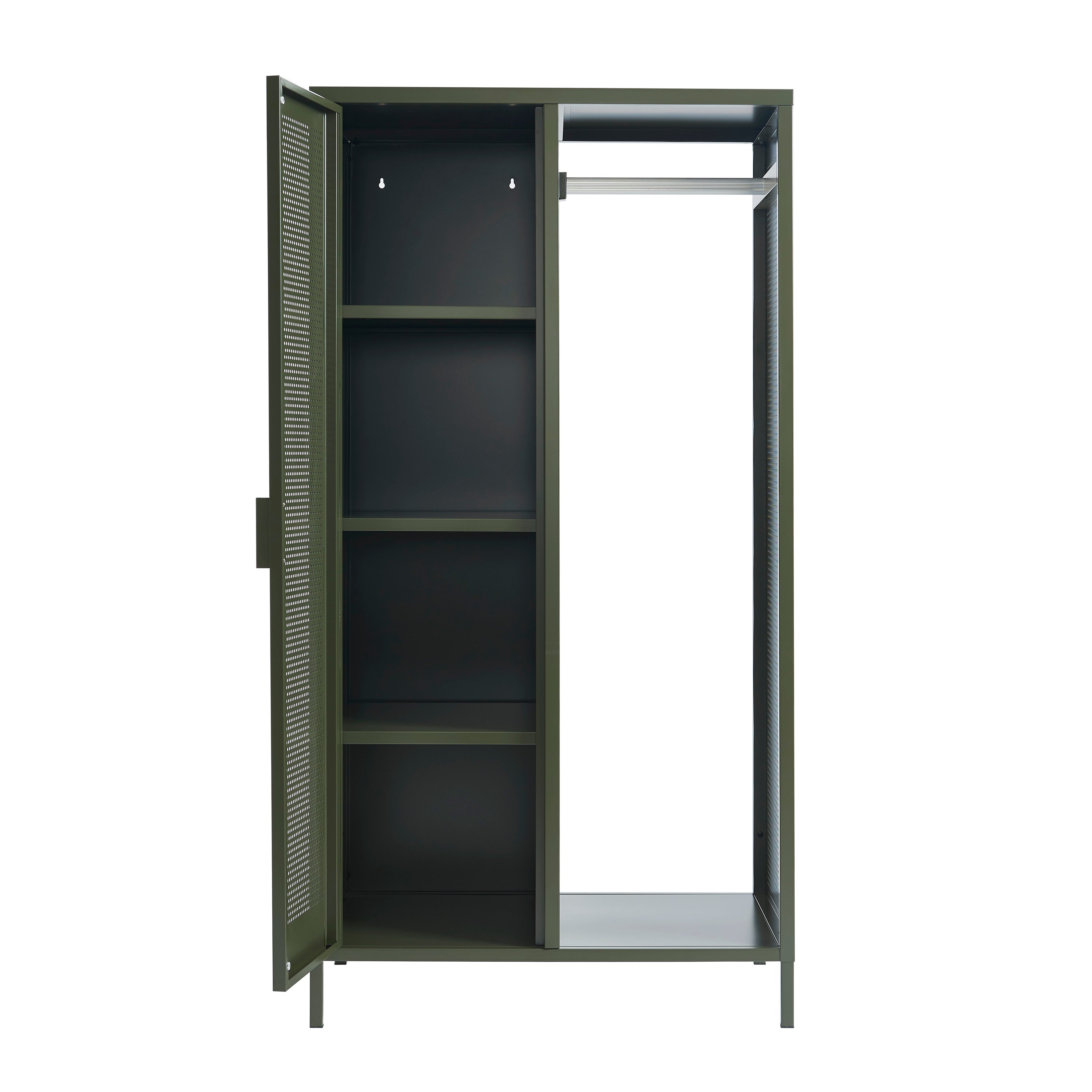 Cloakroom With Wardrobe - Metal - Olive Green