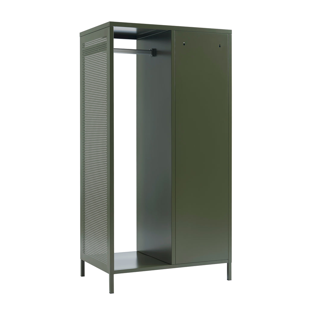 Cloakroom With Wardrobe - Metal - Olive Green