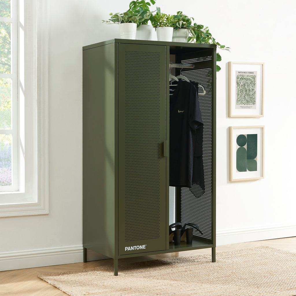 Cloakroom With Wardrobe - Metal - Olive Green