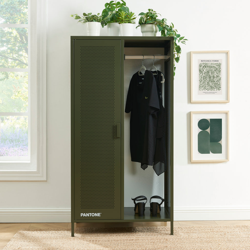 Cloakroom With Wardrobe - Metal - Olive Green