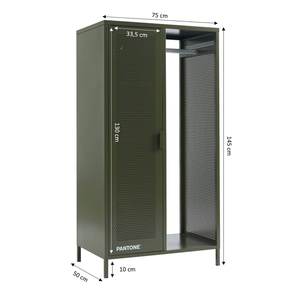 Cloakroom With Wardrobe - Metal - Olive Green