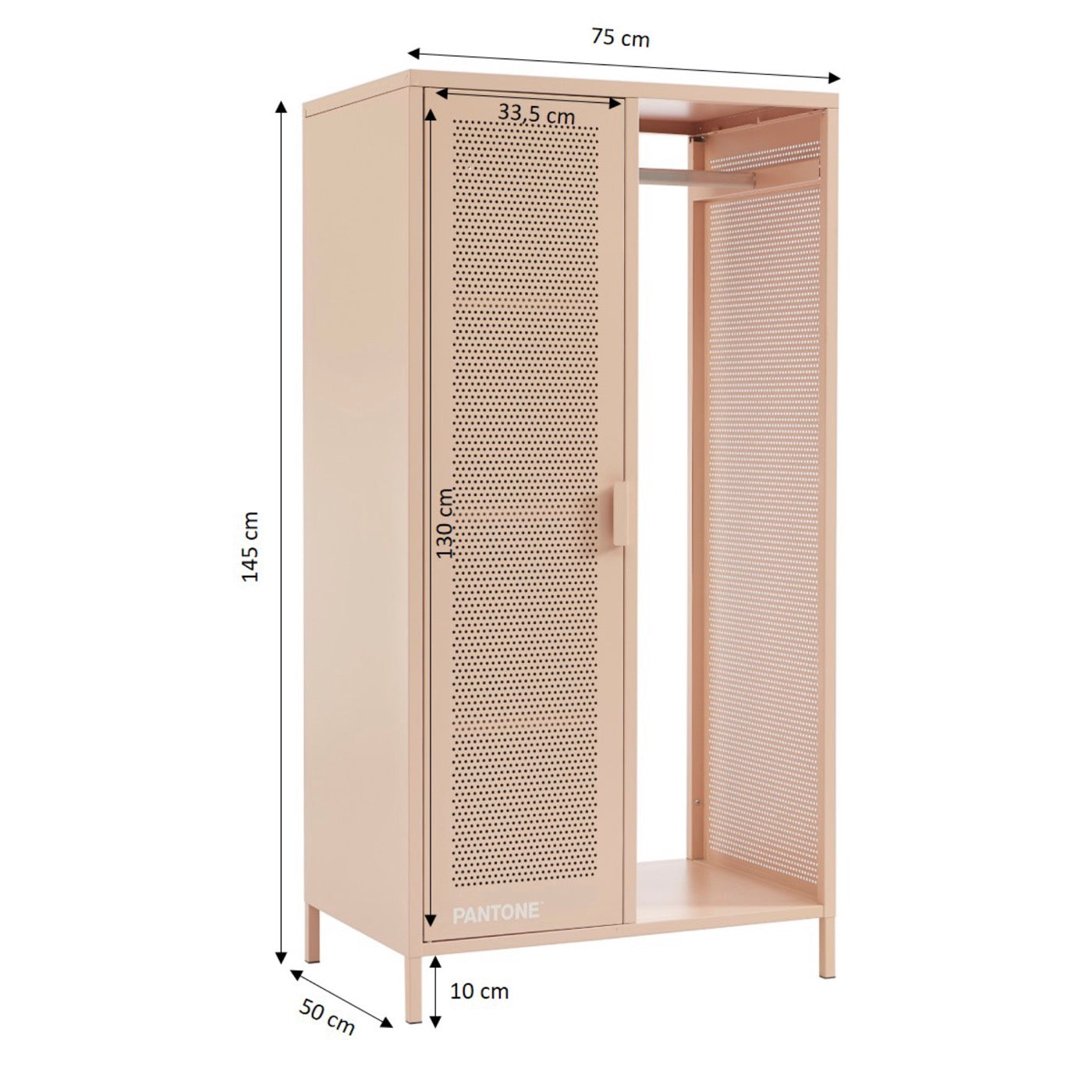 Vestiaire Avec Penderie - Métal - Rose Blush