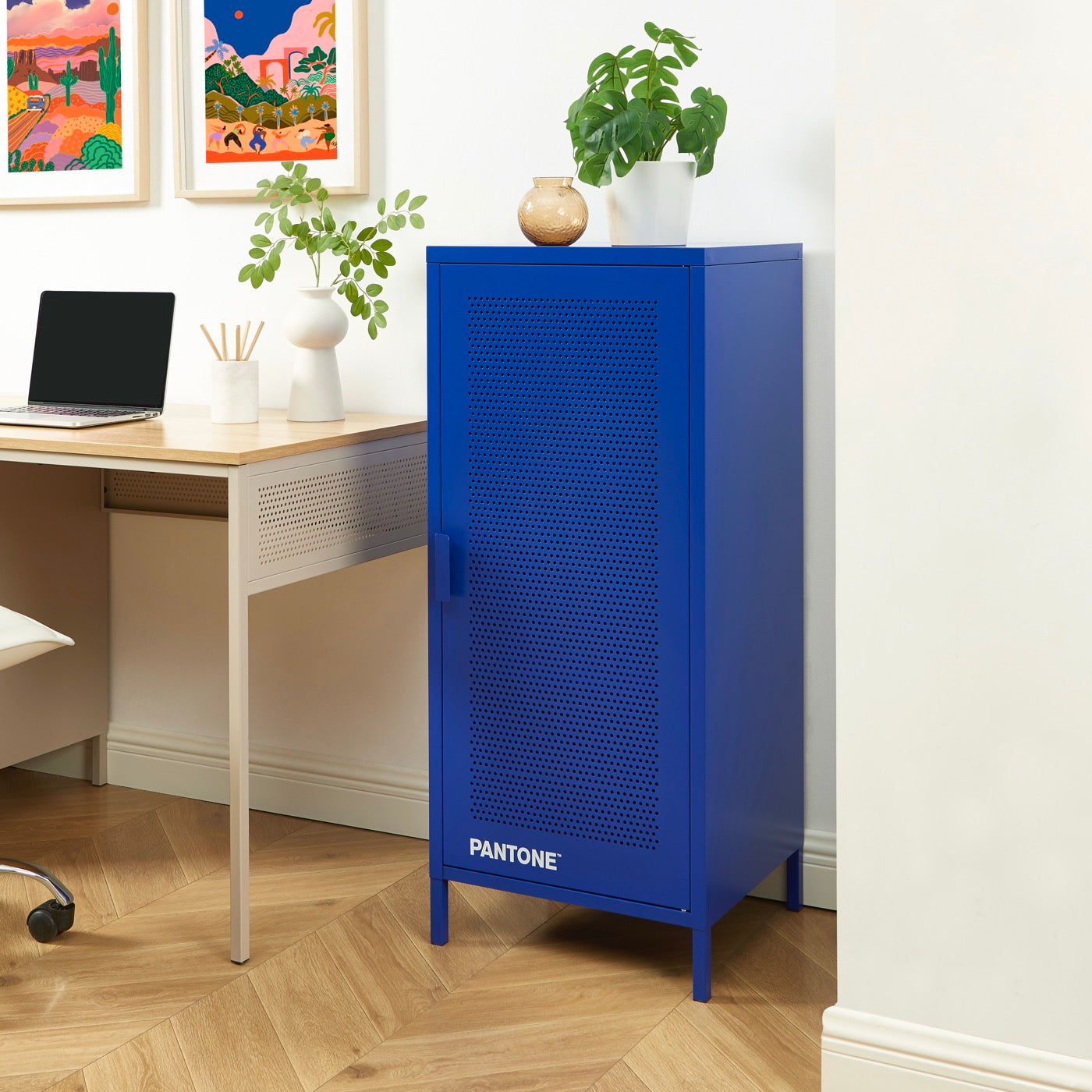 Office Pedestal - Metal - Electric Blue