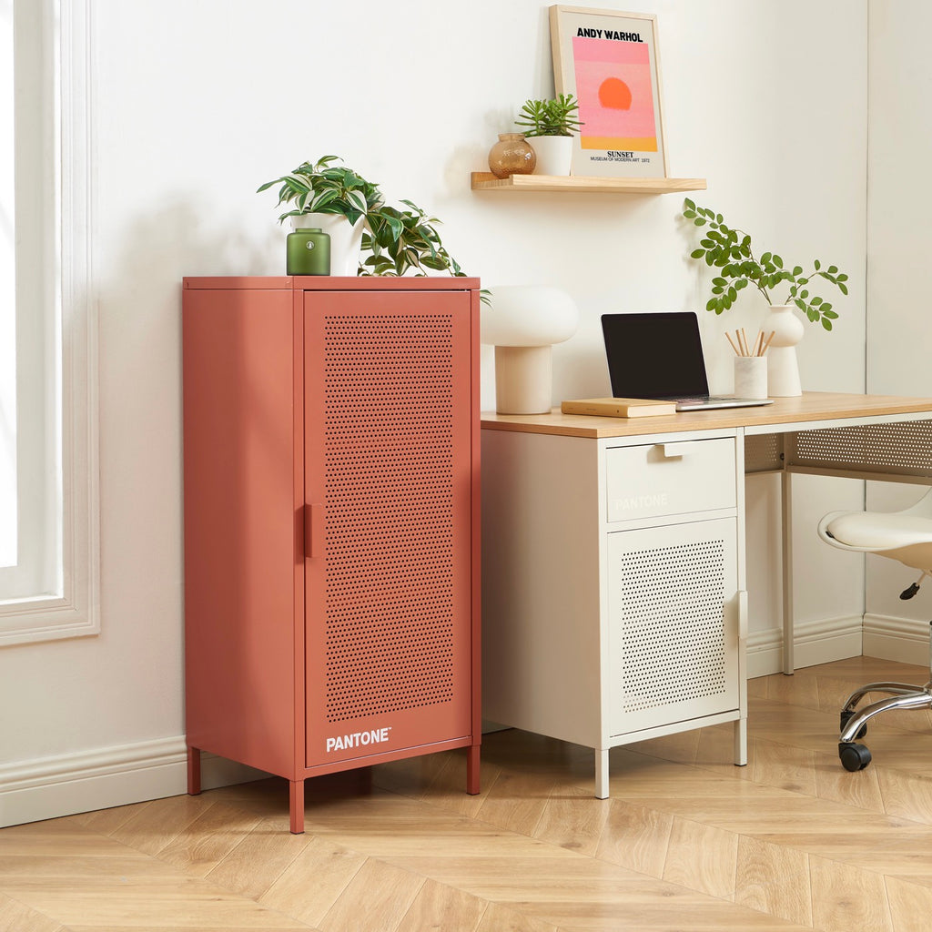 Office Pedestal - Metal - Terracotta