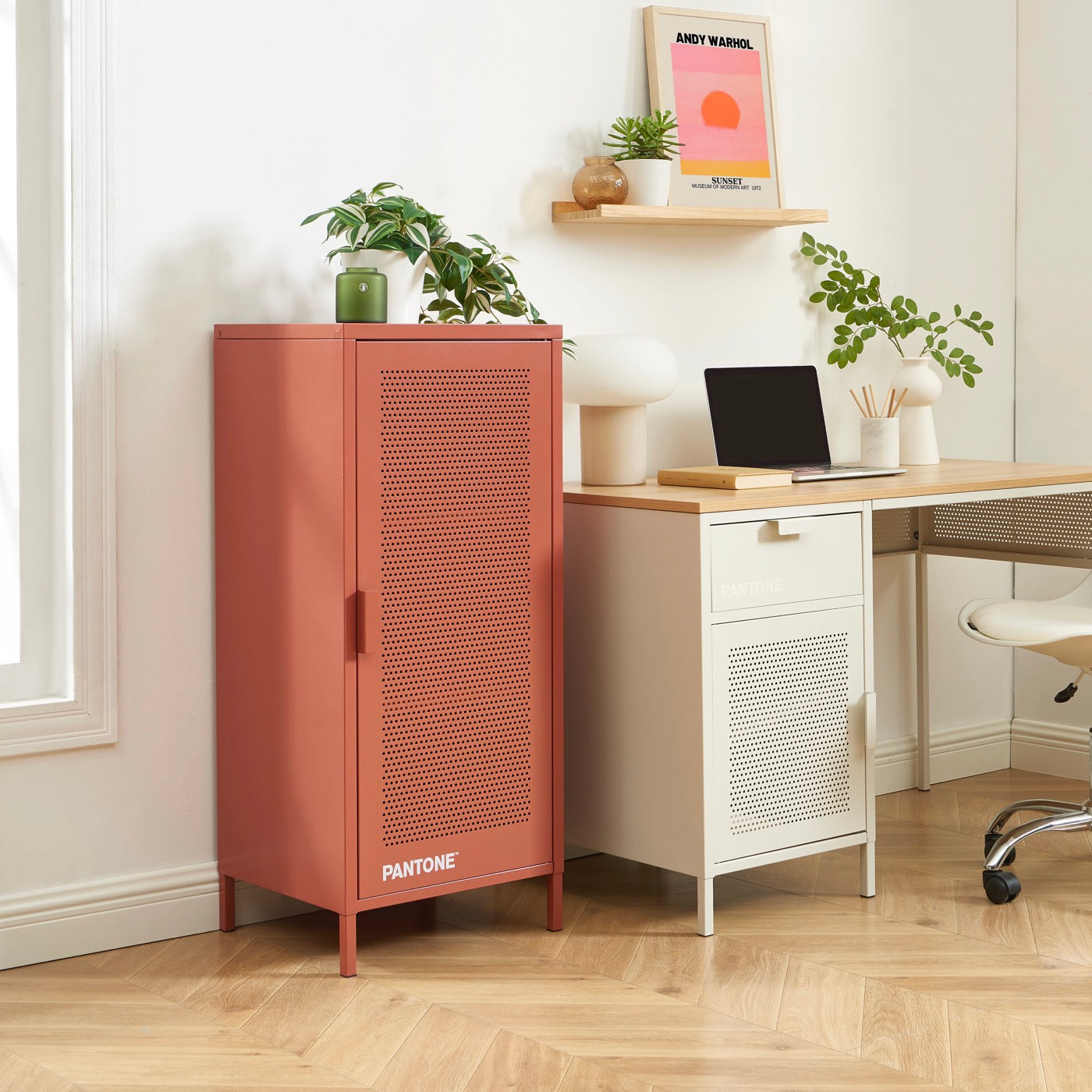 Office Pedestal - Metal - Terracotta