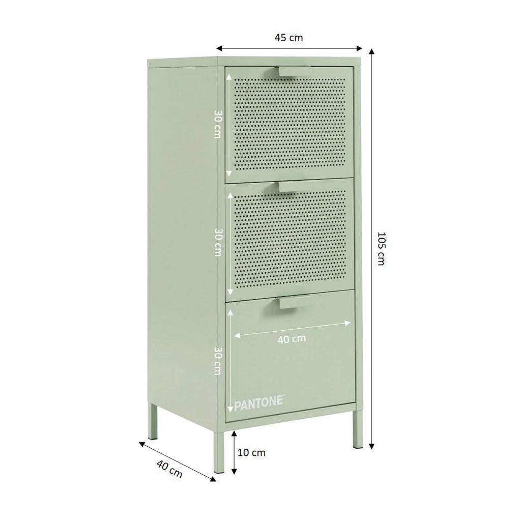 Office Unit - Metal - Almond Green - 3 Drawers