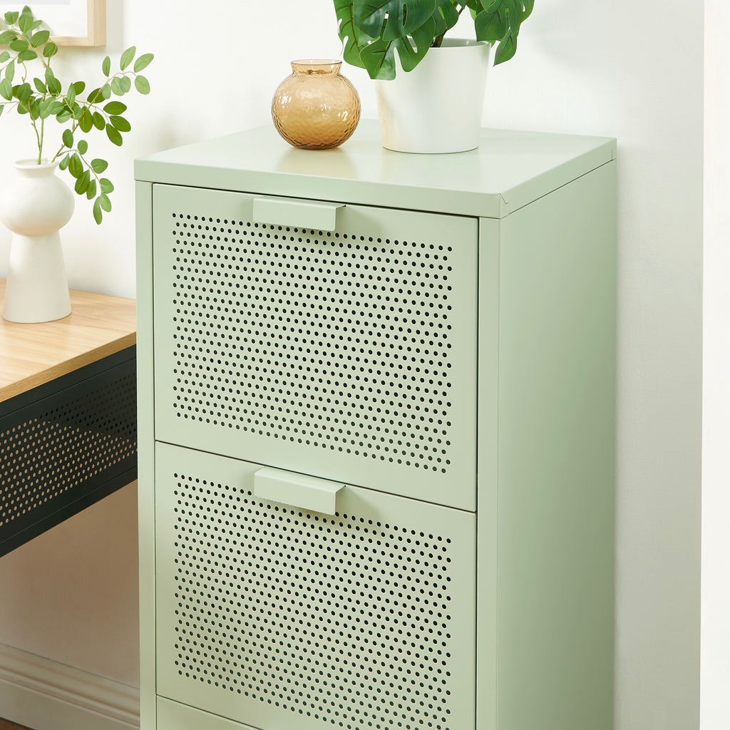 Office Unit - Metal - Almond Green - 3 Drawers