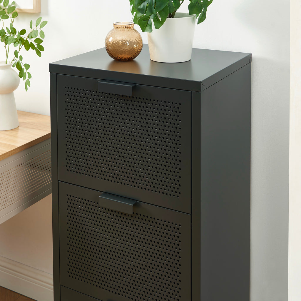 Mueble de Oficina - Metal - Gris Antracita - 3 Cajones