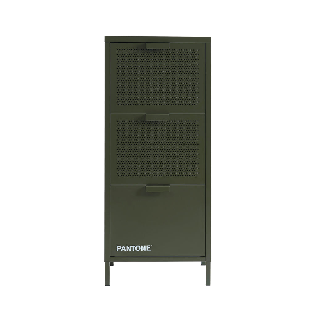 Office Unit - Metal - Olive Green - 3 Drawers