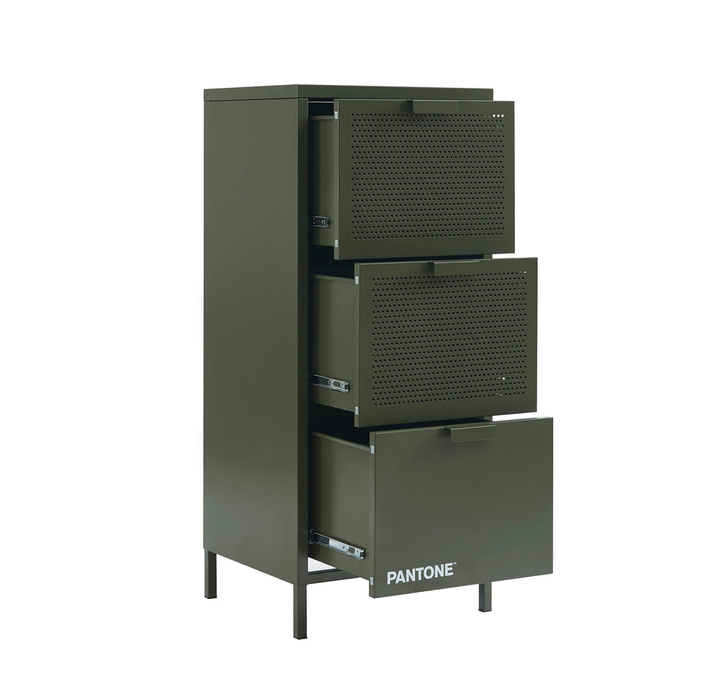Office Unit - Metal - Olive Green - 3 Drawers