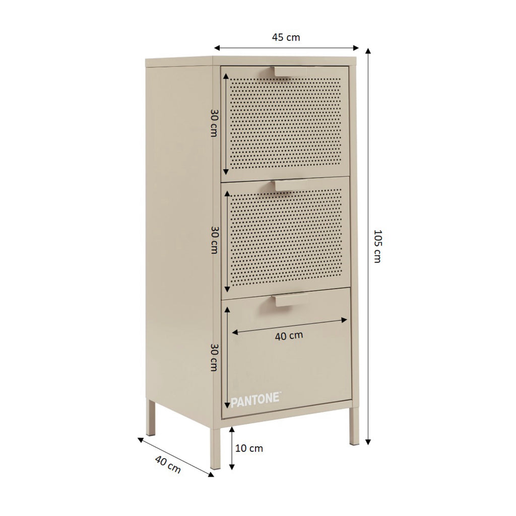 Office Unit - Metal - Taupe - 3 Drawers