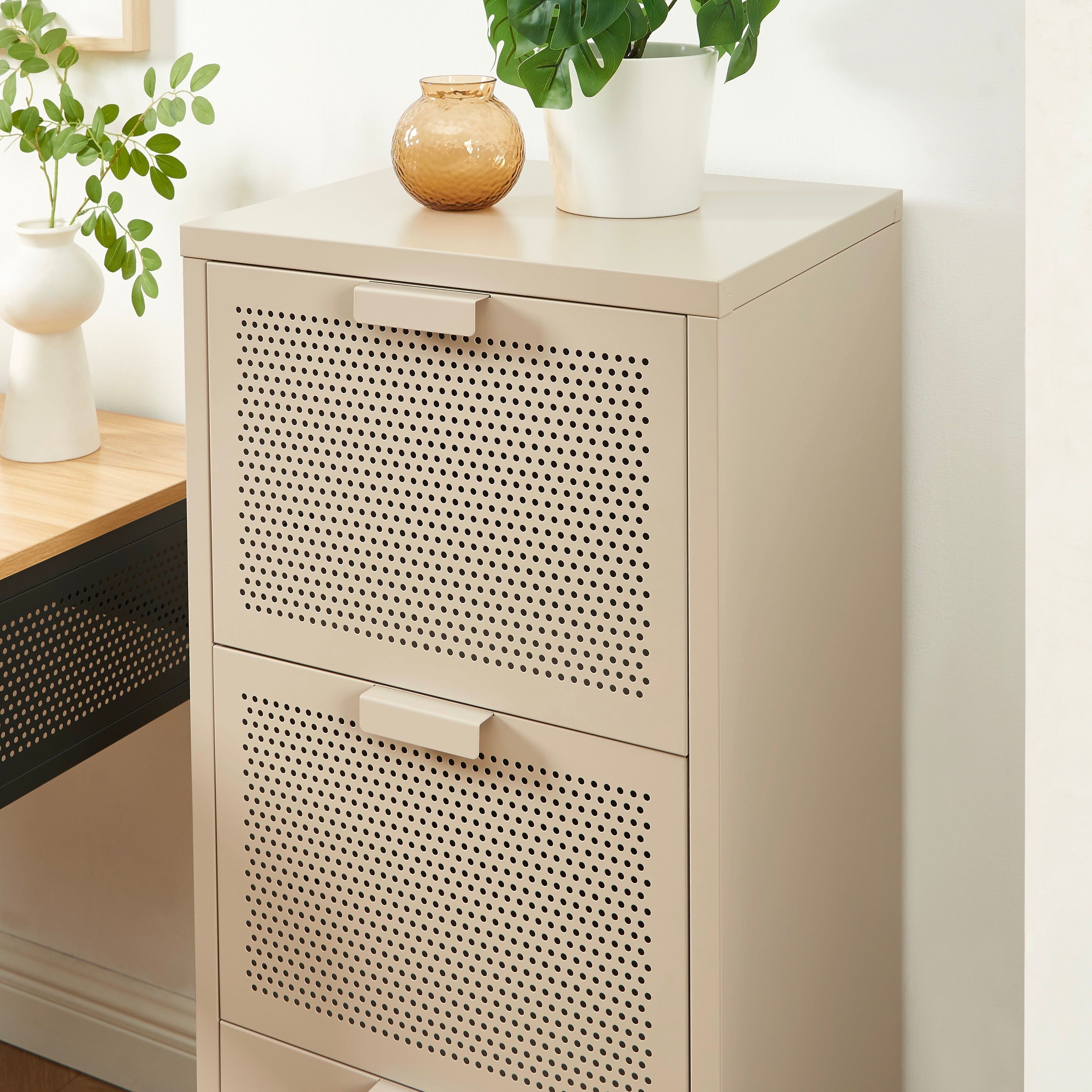 Office Unit - Metal - Taupe - 3 Drawers