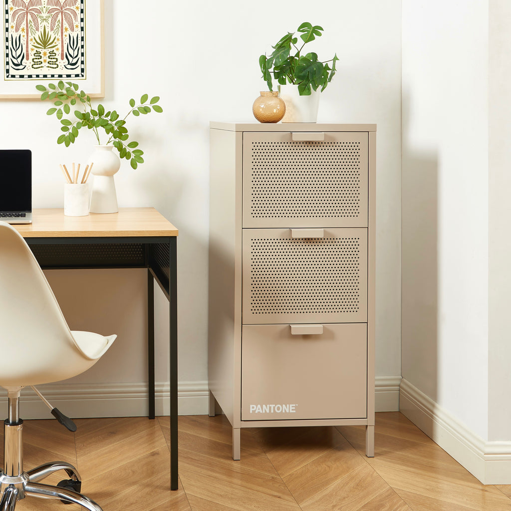 Office Unit - Metal - Taupe - 3 Drawers